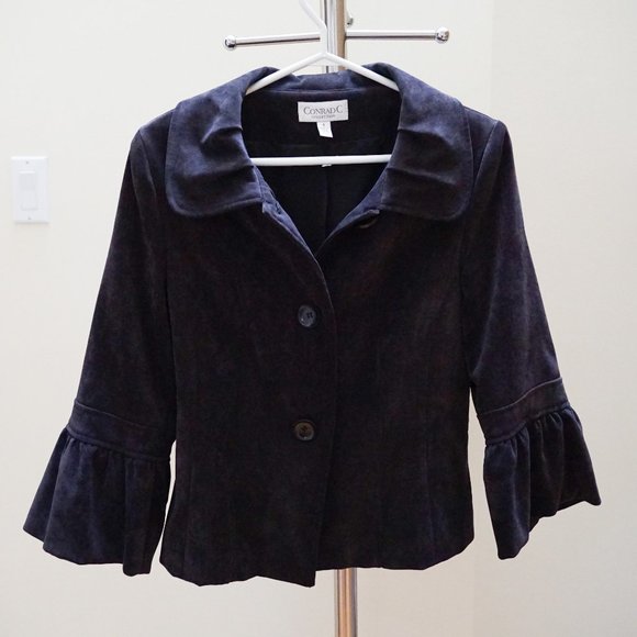 Excellent Condition Dark Grey Lined Velvet Blazer - Picture 1 of 4